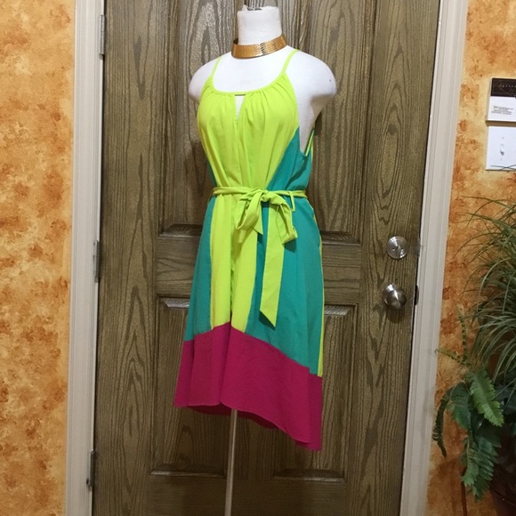 Karlie Dresses & Skirts - Karlie color block Halter neck high low dress